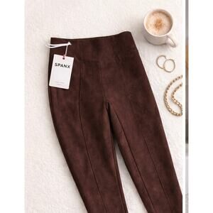SPANX Women’s Faux Suede High Waisted Leggings Burgundy Terracotta Women's SP
